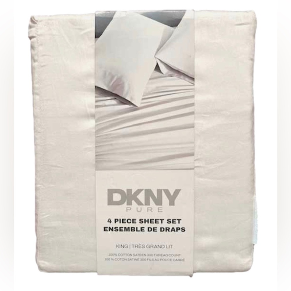 DKNY 4 Pc Cooling Sheet Set- Grand Lit color Moon Beam - Picture 3 of 9